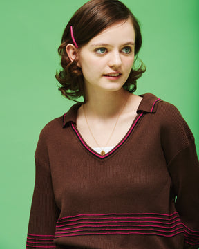 Skipper Collar Border Knit