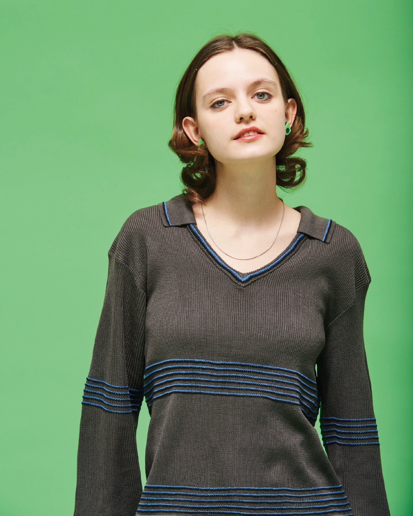 Skipper Collar Border Knit
