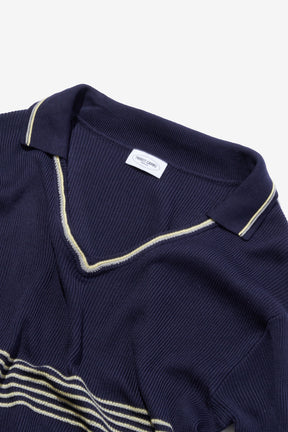 Skipper Collar Border Knit